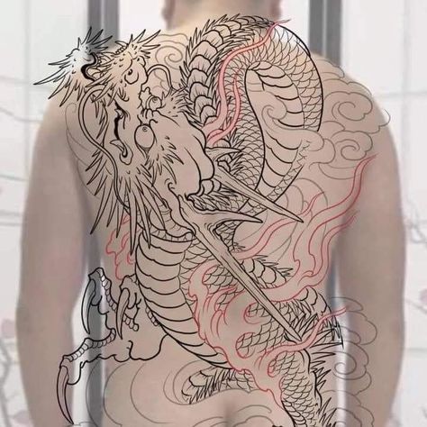 Dragon Tattoo Full Back, Dragon Tattoo Drawing, Dragon Head Tattoo, Dragon Tattoo Sketch, Dragon Tattoo Art, Chrysanthemum Tattoo, Japanese Dragon Tattoo, Japan Tattoo Design, Japanese Dragon Tattoos