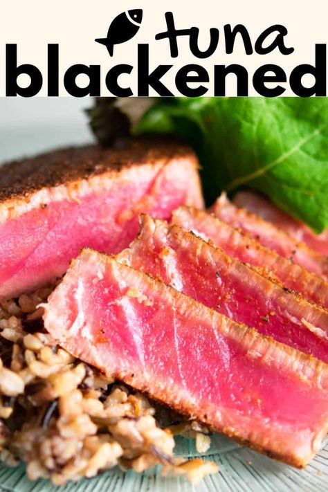 When you don't have a lot of time or motivation, blackened tuna steaks add heaps of flavor and spice into a toothsome piece of fish.  Make a quick, meaty entree in 15 minutes! Seafood Videos, Seared Ahi Tuna Recipe, Fresh Tuna Recipes, Blackened Tuna, Ahi Tuna Steak Recipe, Tuna Poke Bowl Recipe, Ahi Tuna Recipe, Air Fryer Pan, Ahi Tuna Steak