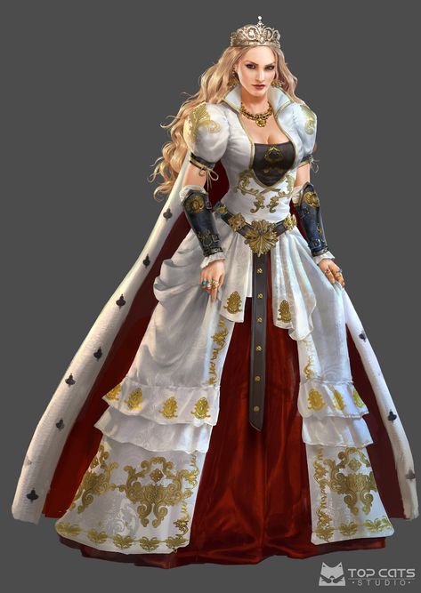 ArtStation - Empire Queen, Top Cats العصور الوسطى, Fantasy Queen, Queen Outfits, Art Outfits, Heroic Fantasy, Queen Outfit, Female Character Concept, Royal Art, Royal Outfits