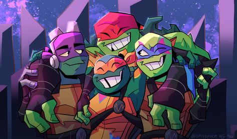 ❤️🧡💙💜 Tmnt Brothers, Rottmnt Turtles, Rottmnt Wallpaper, Rottmnt Au, Raph Rottmnt, Tmnt Wallpaper, Mestre Splinter, Turtle Tots, Teenage Mutant Ninja Turtles Artwork