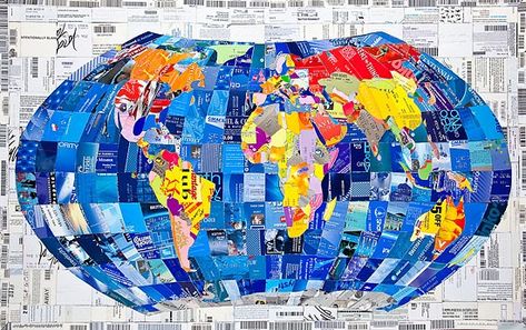 Map Quilts, Hotel Key Cards, Canvas Inspiration, Map Quilt, Cards Craft, Credit Card Art, Map Illustration, World Map Art, Magazine Crafts