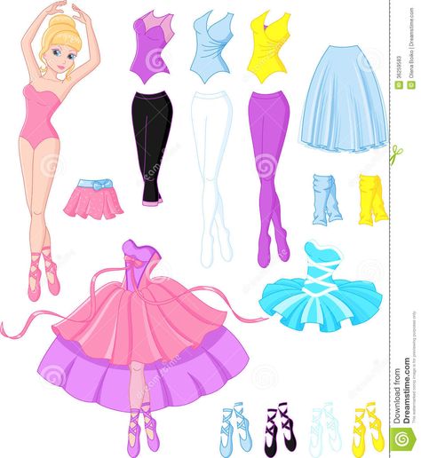 Ballerina Dresses - - © Olena Boiko | Dreamstime Ballet Cartoon, Ballerina Dresses, Princess Paper Dolls Printable, Disney Paper Dolls, Princess Paper Dolls, Skirt Tights, Dress Vector, Ballet Doll, Barbie Paper Dolls