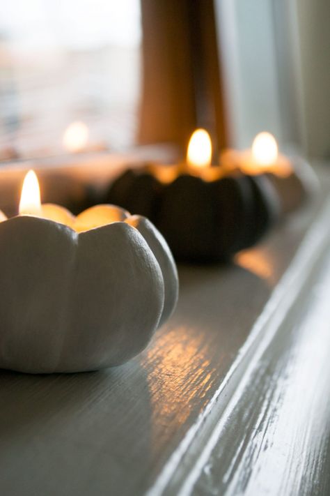 Clay Pumpkin Tea Light Diy, Air Dry Clay Tea Light Holder, Diy Clay Pumpkin, Candle Holder Air Dry Clay, Clay Pumpkin Diy, Air Dry Clay Pumpkins, Air Dry Clay Tealight Holder, Air Dry Clay Candle Holder Diy, Diy Halloween Candle Holders