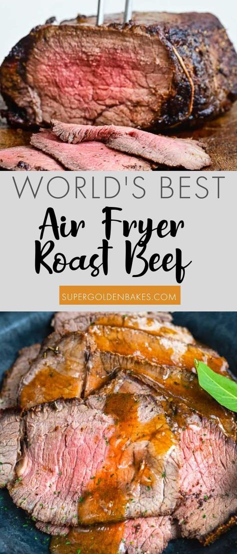 Air Fryer Roast Beef – it is so easy to make succulent roast beef in your air fryer! Just a handful of ingredients and you can have tender roast beef on the table in under an hour! Air Fryer Roast Beef, Air Fryer Recipes Beef, Roaster Recipes, Air Fryer Roast, Roast Beef Recipe, Tender Roast Beef, New Air Fryer Recipes, Cooking Roast Beef, Cooking A Roast