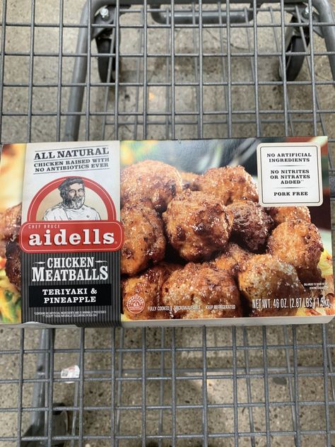 For those of you not familiar with the Aidells brand at Costco, you need to give them a try (scroll down for photos). They've been selling all different flavors of sausage for years & they are all amazing! I stumbled across this amazing find today & we've got ourselves some Costco chicken meatballs for dinner! Aidells sells this almost 3 pound pack of meatballs in the refrigerated section for $13.79.    #aidells #chickenmeatballs #costco #costcochickenmeatballs #teriyaki Chicken Pineapple Meatballs Aidells, Costco Teriyaki Chicken Meatballs Recipes, Aidells Chicken Teriyaki Meatballs Recipes, Pineapple Teriyaki Chicken Meatballs Costco, Aidells Teriyaki Pineapple Meatballs Recipe, Aidells Chicken Meatballs Recipes, Costco Meatball Recipes Dinners, Pineapple Chicken Meatballs Costco, Costco Pineapple Teriyaki Meatballs