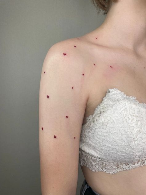 Heart Freckle Tattoo, Cute Matching Tattoos, Beginner Tattoos, Red Tattoos, Dainty Tattoos, Angel Tattoo, Simplistic Tattoos, Matching Tattoos, Cute Little Drawings