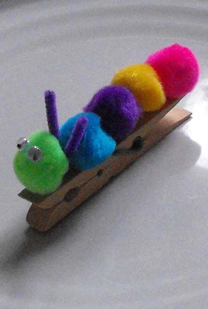 Preschool Arts & Crafts Activities: Make a Pom Pom Caterpillar! Pom Pom Caterpillar, Caterpillar Craft, Preschool Arts And Crafts, Activities For Toddlers, The Very Hungry Caterpillar, Clothes Pin Crafts, Very Hungry Caterpillar, Very Hungry, Hungry Caterpillar