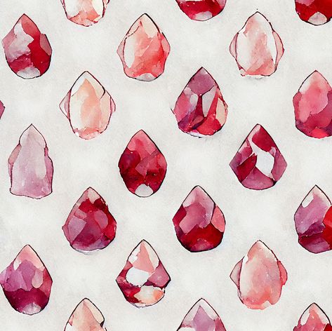 Ruby Watercolor, Ruby Illustration, Ruby Painting, Watercolor Gem, Leo Birthstone, Natural Form Art, Pattern Bank, Form Art, Bed Linen Design