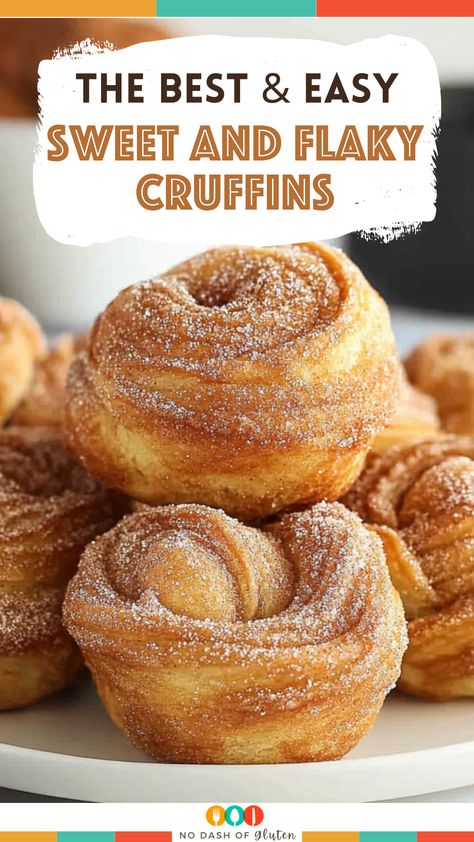 Looking for a quick, delicious treat? These Sweet and Flaky Cruffins are made with crescent roll dough, butter, and a sprinkle of cinnamon sugar! Ready in 30 minutes, they’re perfect for brunch or dessert. Pin now to try later! Recipe With Croissant Dough, Quick Breakfast Pastry, Air Fryer Cruffins, Cruffin Recipe With Crescent Rolls, Danish Cinnamon Buns, Raspberry Cruffin Recipe, Flaky Crescent Rolls Recipes, Sweet Croissant Recipe, Cinnamon Roll Cruffins