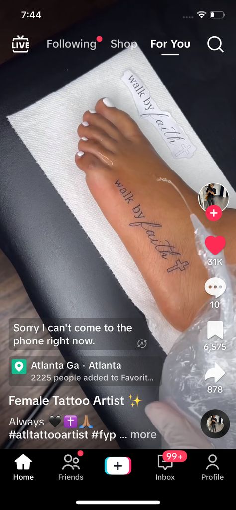 Walk With Faith Foot Tattoo, Walking By Faith Tattoo, Baddie Tattoos Thigh, Walk By Faith Not By Sight Tattoo, Foot Tattoo Ideas Female, Female Foot Tattoos, Walk By Faith Tattoo, Walk By Faith Foot Tattoo, Faith Foot Tattoos