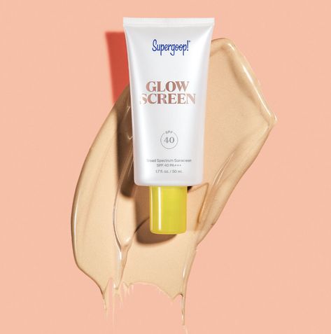 Supergoop!'s Glowscreen Sunscreen SPF 40 preps your pre-makeup face *and* protects your skin from sun damage. Cocoa peptides act like a barrier against blue light, while hyaluronic acid increases softness. Supergoop Glowscreen, Healing Clay, Broad Spectrum Sunscreen, Vitamin B5, Skin Care Treatments, Spf Sunscreen, Skin Care Essentials, Hyaluronic Acid, Beauty Skin