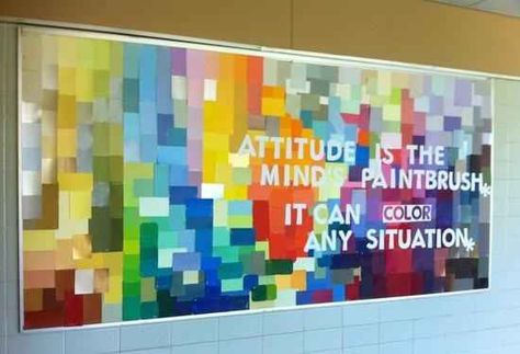 Attitude Is the Mind's Paintbrush | 31 Incredible Bulletin Boards For Back To School Confetti Classroom, Motivational Bulletin Boards, Counseling Bulletin Boards, Middle School Bulletin Boards, Parent Board, Art Bulletin Boards, Bullentin Boards, Classe D'art, Organized Classroom