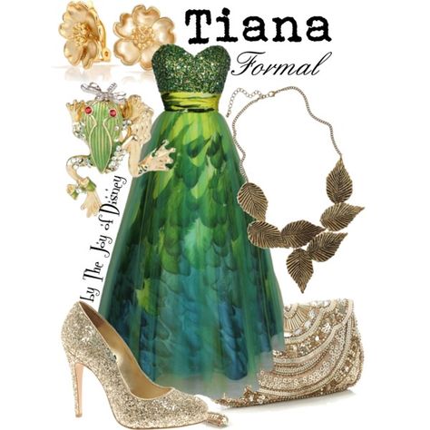 Tiana (Princess and the Frog) Disney Prom Dresses, Disney Prom, Vestiti In Jeans, Disney Character Outfits, Disney Wear, Disney Princess Outfits, Disney Themed Outfits, Disney Inspired Fashion, Disney Princess Modern