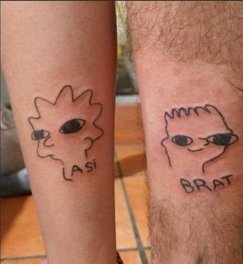 Really Bad Tattoos, Tattoo Mistakes, Simpsons Tattoo, Clever Tattoos, Tattoo Fails, Emoji Art, Bad Tattoos, Tattoo Project, Hand Poke