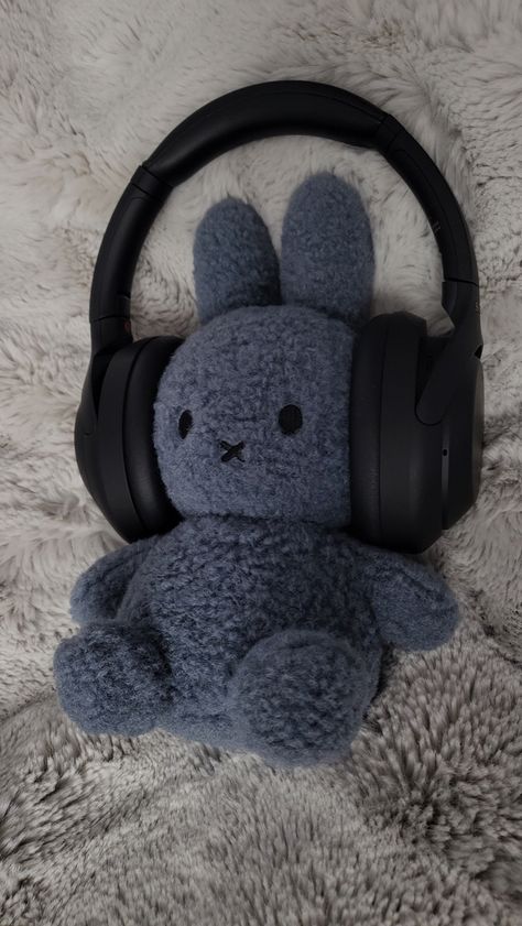 Stuffed Animal, Headphones, Blue