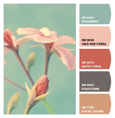 Paint colors from Chip It! by Sherwin-Williams Seafoam Colour Palette, Vintage Hacienda, Coral Colour Palette, Color Terracota, Bathroom Color Schemes, Color Schemes Colour Palettes, Jazz Age, Color Crush, Color Inspo