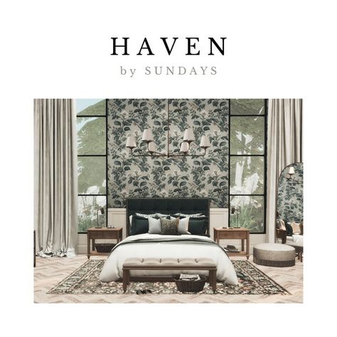 haven set. | Patreon Apartment Wallpaper, I Am Doing My Best, Small Throw Pillows, Large Throw Pillows, Throw Pillow Pattern, Neutral Bedding, Doing My Best, Herringbone Floor, Best Sims