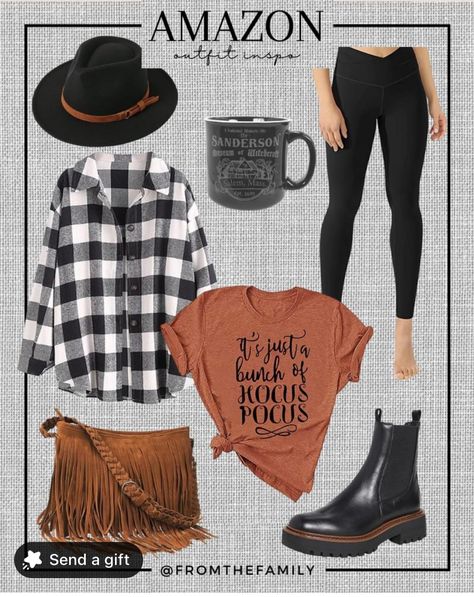 Bonfire Attire, Hocus Pocus Outfits, Plad Dress, Fall Fair Outfit, Shacket Outfits, Bonfire Outfit, Shacket Outfit, Amazon Outfits, Leggings Outfit Fall