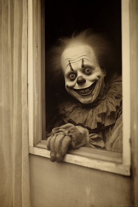 Creepy Halloween Photos, Scary Clown Art, Crooked Man Conjuring, Art The Clown Drawing, Circus House, Clowns Scary, Circus Horror, Clown Pictures, Creepy Clown Pictures