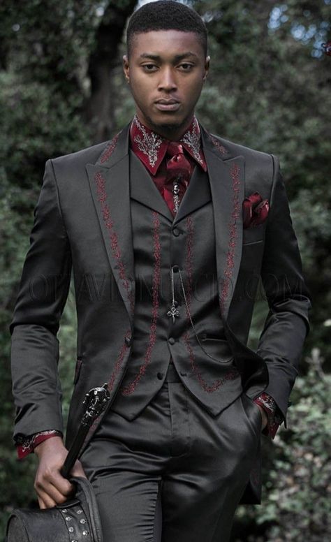 Cool Suit Designs Men, Gothic Wedding Men, Gothic Wedding Suits Men, Refined Goth Aesthetic, Gothic Tuxedo Wedding, Goth Wedding Suits Men, Emo Suits Men, Gothic Groom Suit, Vampire Suit Men