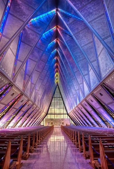 Glass chapel at Air Force Academy in Colorado Springs by Carl Schultz Colorado Springs Vacation, Glass Chapel, Colorado Living, Visit Colorado, Air Force Academy, Colorado Vacation, Vail Colorado, Aspen Colorado, Colorado Homes