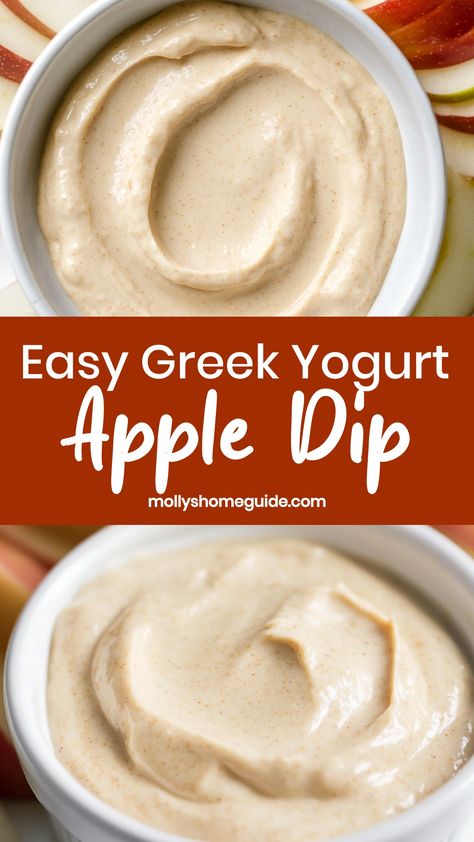 Indulge in the creamy goodness of our Greek yogurt apple dip, a delicious and healthy snack perfect for any time of the day. Made with just a few simple ingredients, this dip is a great way to enjoy your favorite fruits while getting some extra protein from the Greek yogurt. Pair it with sliced apples for a refreshing and satisfying treat that will keep you fueled throughout your busy day. Things To Make With Greek Yogurt Healthy, Almond Yogurt Recipe, Protein Apple Dip, Easy Greek Yogurt Recipes, Yogurt Apple Dip, Greek Yogurt Recipes Healthy, Yogurt Recipes Healthy, Best Greek Yogurt, Homemade Yogurt Recipes