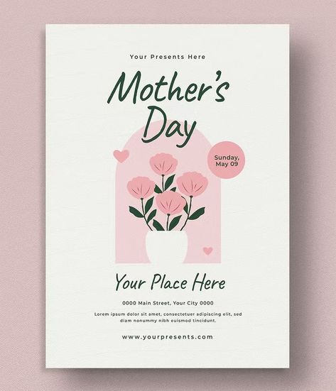 Mother's Day Flyer Template PSD, AI Morhers Day, Mothers Day Post, Flyer Size, Flyer Design Templates, Working Mother, Flower Show, Flyer Template, Flyer Design, Design Template