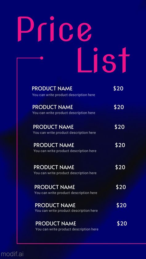 Use this fun template to create a price list for your services that you can use on your Instagram story. Price List Design Templates, Price List Template Design, Layout Insta, Price List Design, Price List Template, Business Savvy, List Design, Create Graphics, Visual Marketing