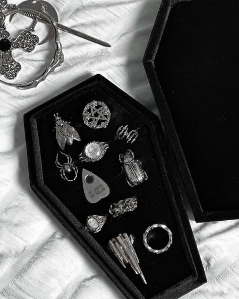 𝕸𝖊𝖒𝖊𝖓𝖙𝖔 𝖒𝖔𝖗𝖎 ⚰️ Finally grabbed this beautiful, velvet Coffin Ring Tray from @mysticumluna to hold my favorite rings. Use code… | Instagram Coffin Ring, Ring Tray, Memento Mori, Hold Me, Favorite Rings, Hold On, Jewelry Accessories, My Favorite, Tray