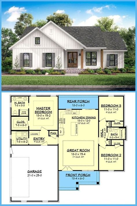 Cozy House Plans, Small Ranch House Plans, Multigenerational House Plans, Bedroom Scandinavian, Ranch House Designs, Floor Plans Ranch, Open Concept Layout, Ranch Style House Plans, Beautiful Home Designs