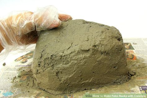 How to Make Fake Rocks with Concrete (with Pictures) - wikiHow Make Fake Rocks, Fake Landscape Rocks, Fake Rock Covers, Boulder Rock, Artificial Rocks, Concrete Leaves, Fake Rock, Faux Rock, Concrete Diy Projects