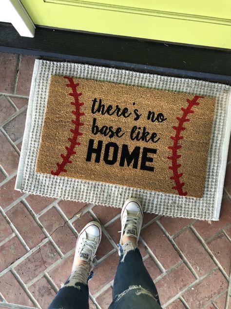 Funny Baseball Spring Doormat Spring Doormat, Spring Doormats, Door Mat Diy, Funny Baseball, Kitchen Fun, Door Entrance, Front Door Mats, Entrance Mat, Custom Doormat