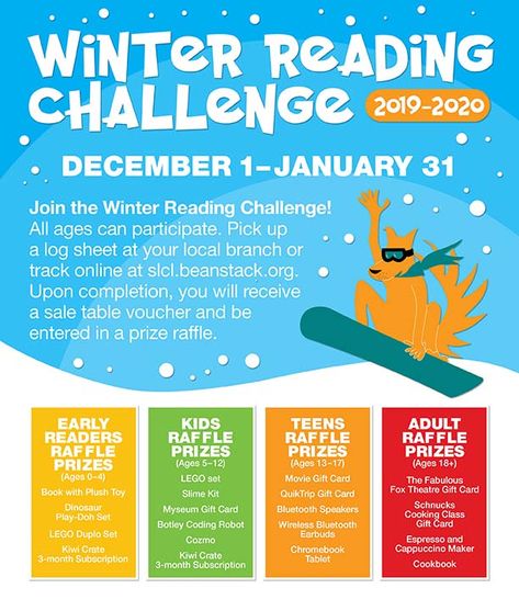 Winter Reading Programs For Libraries, Winter Reading Challenge, Country Library, School Library Activities, Homework Ideas, Reading Homework, Winter Reading, Elementary Books, Reading List Challenge