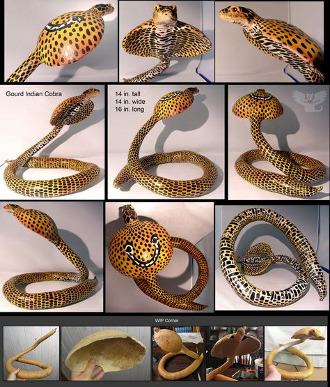 Indian Cobra, Snake Gourd, Gourd Carving, Art Snake, Halloween Gourds, Art Figures, Decorative Gourds, Hand Painted Gourds, Making Resin Jewellery