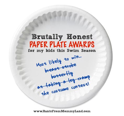 Plate Awards Ideas, High School Swim Team, Swim Team Party, Paper Plate Awards, Swimming Awards, Soccer Awards, Swimming Drills, Sports Banquet, Kids Awards