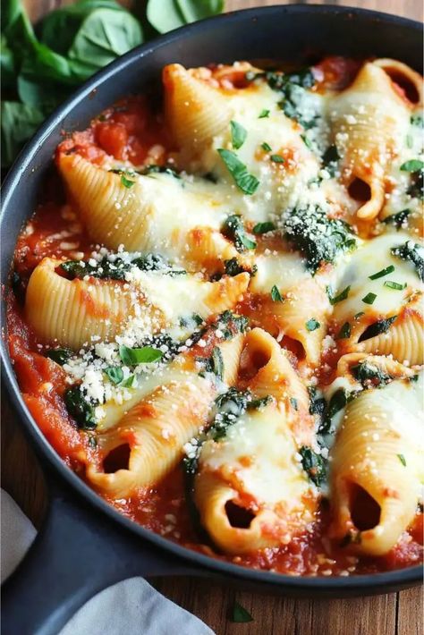 Ricotta Stuffed Shells Stuffed Shells Sides, Shell Pasta Recipes Vegetarian, Vegetable Stuffed Shells, Stuffed Manicotti Shells, No Carb Pasta, Ricotta Stuffed Shells, Shell Pasta Recipes, Stuffed Shells Ricotta, Boiling Pasta