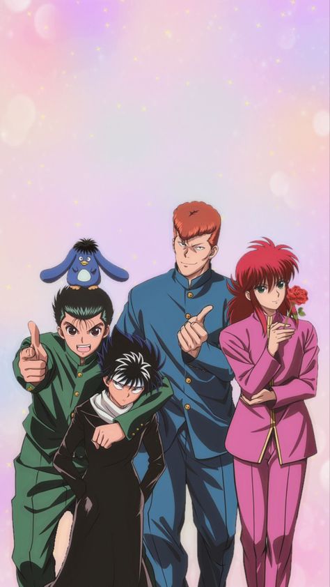 Yusuke, Hiei, Kurama, and Kuwabara wallpaper ʕ•ᴥ•ʔ Yyh Wallpaper, Hiei Yu Yu Hakusho Wallpaper, Yusuke Wallpaper, Old Anime Wallpaper, Yusuke Urameshi Wallpaper, Yuyu Hakusho Wallpapers, Yu Yu Hakusho Wallpapers, Kurama And Hiei, 90s Anime Wallpaper