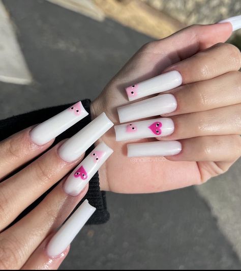 Cdg Nails Acrylic, Cdg Nails, Comme Des Garcons Nails, Trip Nails, Acrylics Ideas, Powder Snow, Pink Tip Nails, Fall Nail Trends, Valentine Nails