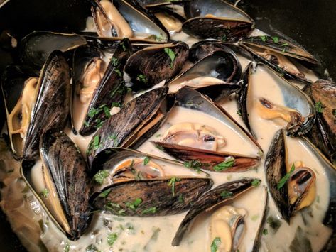 Muscles Recipe White Wine, Mussels Recipe White Wine, Food And Wine Recipes, Best Mussels Recipe, White Cream Sauce, Creamy White Wine Sauce, White Wine Cream Sauce, Wine Butter, Steamed Mussels