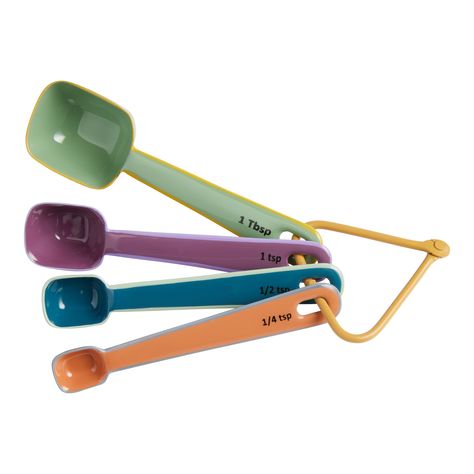 Multicolor Enameled Stainless Steel Nesting Measuring Spoons - World Market Kitchen Equipment Storage, 70s House, Measuring Cups & Spoons, Bear Creek, Falls Church, Kitchen Equipment, World Market, Measuring Spoons, Measuring Cups