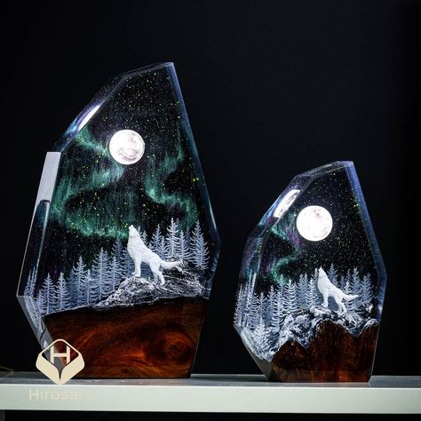 Our Wolf Night Light is so cool, it'll give you goosebumps! Turn on the lights at night, and your room will be full of a calming vibe. #hirosart #homedecor #paining #Christmas #handmade #resinart #epoxyresin #nightlamp #homeaesthetic #resinart #vietnameseartist #handcraft #giftideas #Christmasgifts #giftsforhim #giftsforher #Christmas2023 Lights At Night, Epoxy Resin Diy, Christmas Handmade, Night Lamps, Christmas Home Decor, Resin Diy, Craft Diy, Art And Craft, So Cool