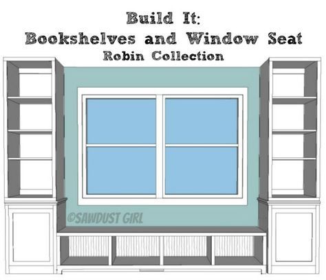 Built In Window Seat, Window Bench Seat, Sawdust Girl, Window Benches, Woodworking Joints, Bench Plans, Bed Plans, Book Shelves, Free Plans