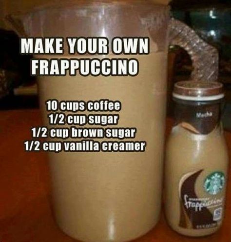 I'll have to try this because I love Starbucks Jarred Frappuccino Frappuccino Recipe, Breakfast And Brunch, Starbucks Frappuccino, Starbucks Drinks Recipes, Ice Coffee Recipe, Starbucks Recipes, Coffee Creamer, It Goes On, Smoothie Drinks