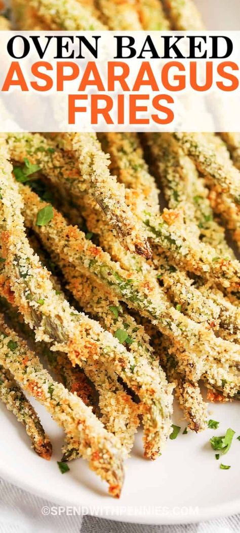 OVEN ROASTED ASPARAGUS WITH GARLIC, PARMESAN, & LEMON #parmesan #dinner Lemon Aoli, Baked Asparagus Fries, Oven Baked Asparagus, Asparagus Recipes Oven, Best Asparagus Recipe, Asparagus Recipes Baked, Grilled Asparagus Recipes, Asparagus Fries, Baked Asparagus