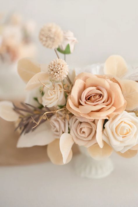 Centerpiece Arrangements, Shower Flowers, Filler Flowers, Beige Flowers, Elegant Centerpiece, Flower Bouquet Diy, Beige Wedding, Large Centerpiece, Wedding Floral Centerpieces