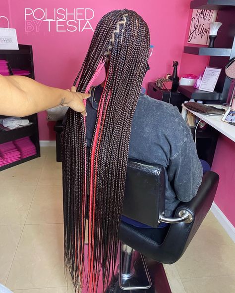 #smallKnotlessbraids #braids #knotlessboxbraids #braidsforblackwomen #braidstyles #braiding #jacksonvilleflorida #jacksonvillestylist #pinkknotlessbraids #pinkandblackknotlessbraids Pink Peekaboo Hair, Peekaboo Braids, Peekaboo Hair Colors, Peekaboo Color, Colored Box Braids, Cute Box Braids, Peekaboo Hair, Braid Inspiration, Colored Braids