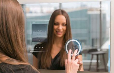 Ayi AI-Powered Smart Mirror Supports Alexa, IFTTT and More Hair Salon Lighting, Indigo Bedroom, Interactive Mirror, Cars Futuristic, Interactive Kiosks, Salon Lighting, Medi Spa, Expensive Toys, Futuristic Tech