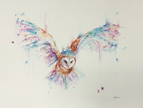 Watercolour Owl Tattoo, Watercolor Owl Tattoo, Abstract Owl Tattoo, Messy Watercolor, Watercolor Owl Tattoos, Animal Tattoo Ideas, Owl Watercolor, Owl Tattoo Design, Owls Drawing