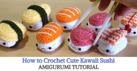 How to Crochet Cute Kawaii Sushi - Amigurumi Tutorial Diy Crochet Dog Toy, Cute Crochet Plushies Cat, Sushi Amigurumi Free Pattern, Sushi Crochet Pattern Free, Crochet Sushi Pattern Free, Amigurumi Sushi, Sushi Crochet, Crochet Sushi, Toys Quotes