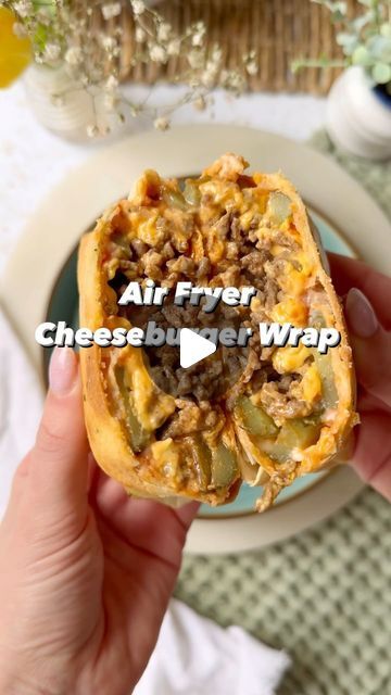 216K views · 6.4K likes | Chloe 🌸 Food & Easy Recipes on Instagram: "AIR FRYER PAPRIKA CHEESEBURGER WRAPS😍😍🍔🍔

Super easy. Quick lunch or evening meal served with some chips ❤️

In a pan heat 
250g lean mince
1 tsp Smoked paprika 
1 tsp Garlic salt

Add ketchup & mayo to a wrap, top with gherkins, mature cheese slices & the cooked mince. Wrap & brush on your garlic butter. Air fry for around 6-8 mins on 180 until the wrap is crispy! 

*Garlic butter (I batch make these but just 1 tbsp butter melted with 1 tsp garlic & some parsley. 

#cheeseburger #wraps #foodwraps #easyrecipe #airfryerrecipe #airfryercooking #cheeseburgers #beefburger #goodfood #simplebutincredible #familymeals #quickrecipes" Airfryer Tortilla Wraps, Air Fryer Cheeseburger Wraps, Tortilla Wrap Chips Air Fryer, Cheeseburgers In Air Fryer, Pizza Wraps Tortilla Roll Ups Air Fryer, Cheeseburger Wraps, Food Wraps, Beef Burger, Quick Lunches